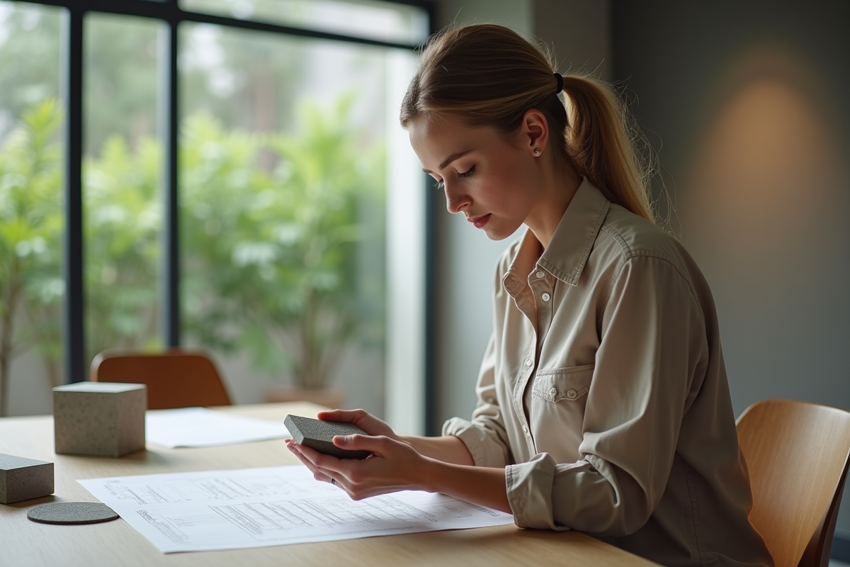 Architecte étudiant un échantillon d