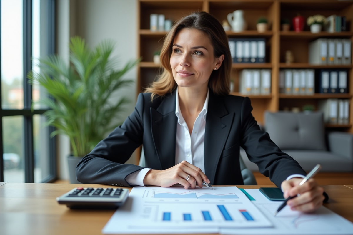 Femme d affaires en réunion avec documents financiers
