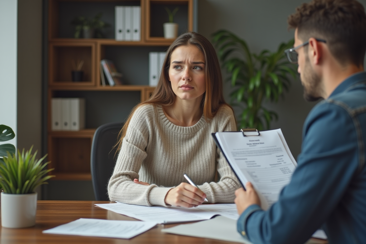 Jeune femme rencontre un conseiller financier dans un bureau moderne
