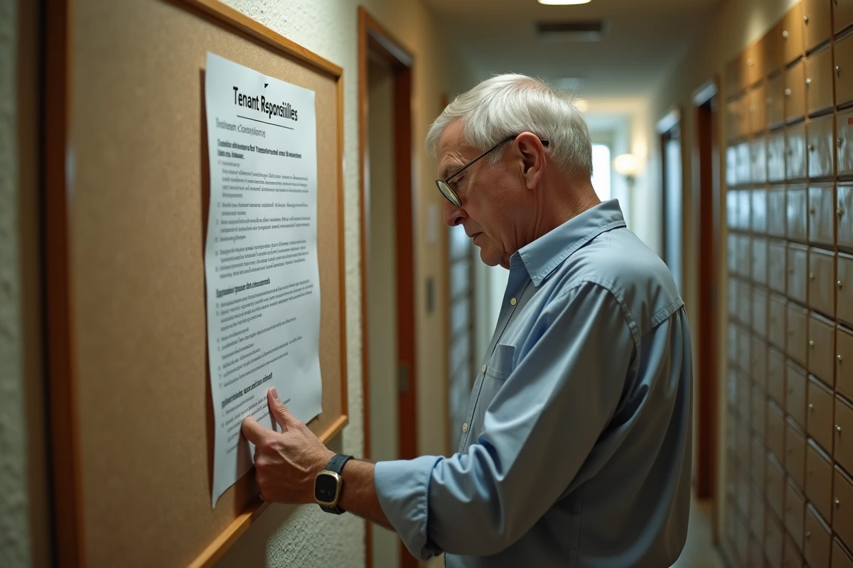 Homme vérifiant une liste de responsabilités dans un couloir