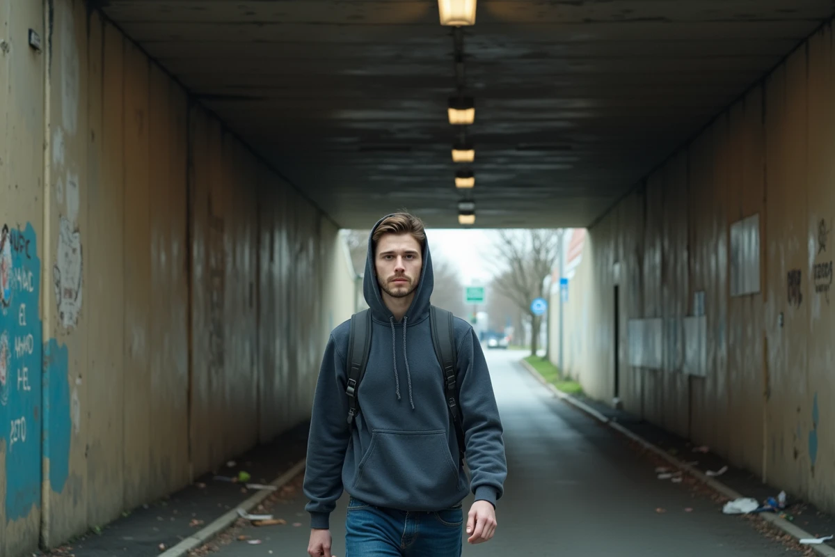 Passage souterrain dégradé dans un secteur urbain de Champs-sur-Marne illustrant les zones à surveiller en ville