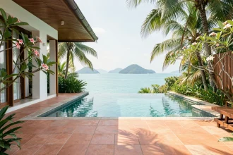 Villa de luxe avec piscine à débordement et vue panoramique sur la mer à Koh Samui, Thaïlande